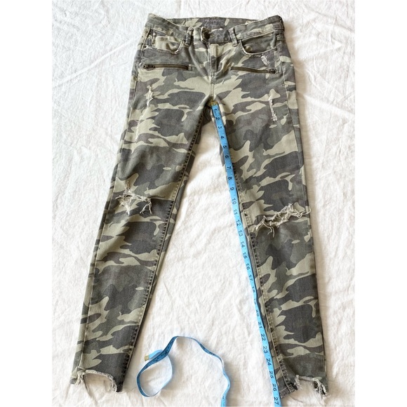 ZARA Camo Skinny Jeans Distressed Cropped Zipper Camouflage - Picture 4 of 10